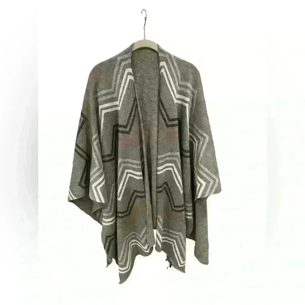Talbots Reversible Shrug Poncho Chevron